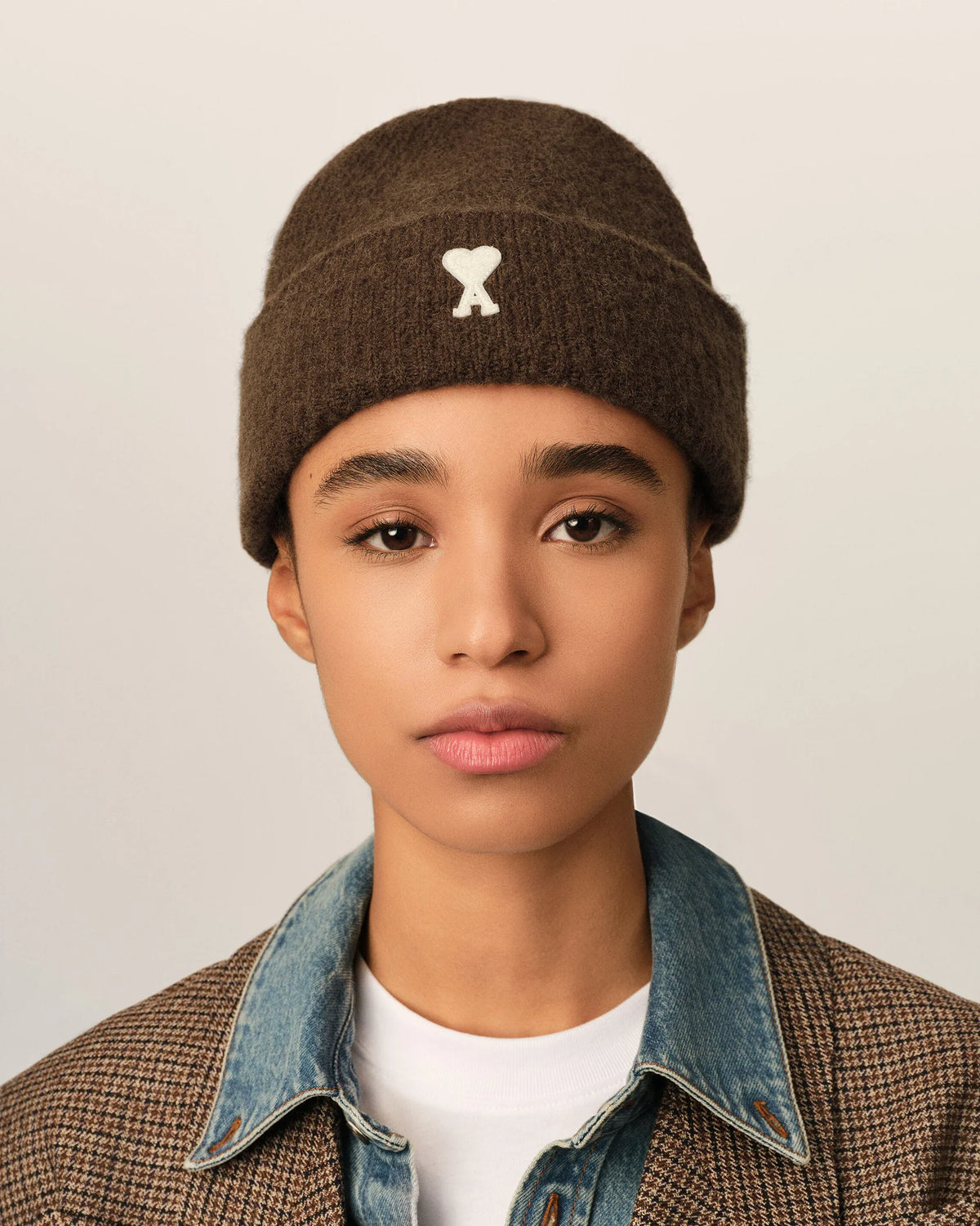 Bonnet Ami Paris Beanie Marron/Écru | Podiums Nancy