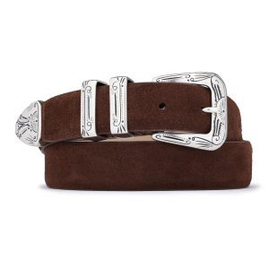 Silver Ostrich gypsy beige suede silver belt