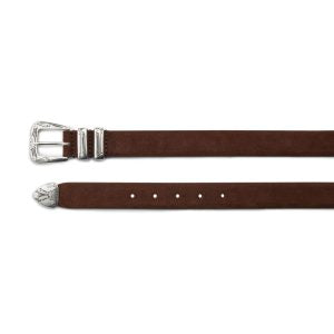 Silver Ostrich gypsy beige suede silver belt