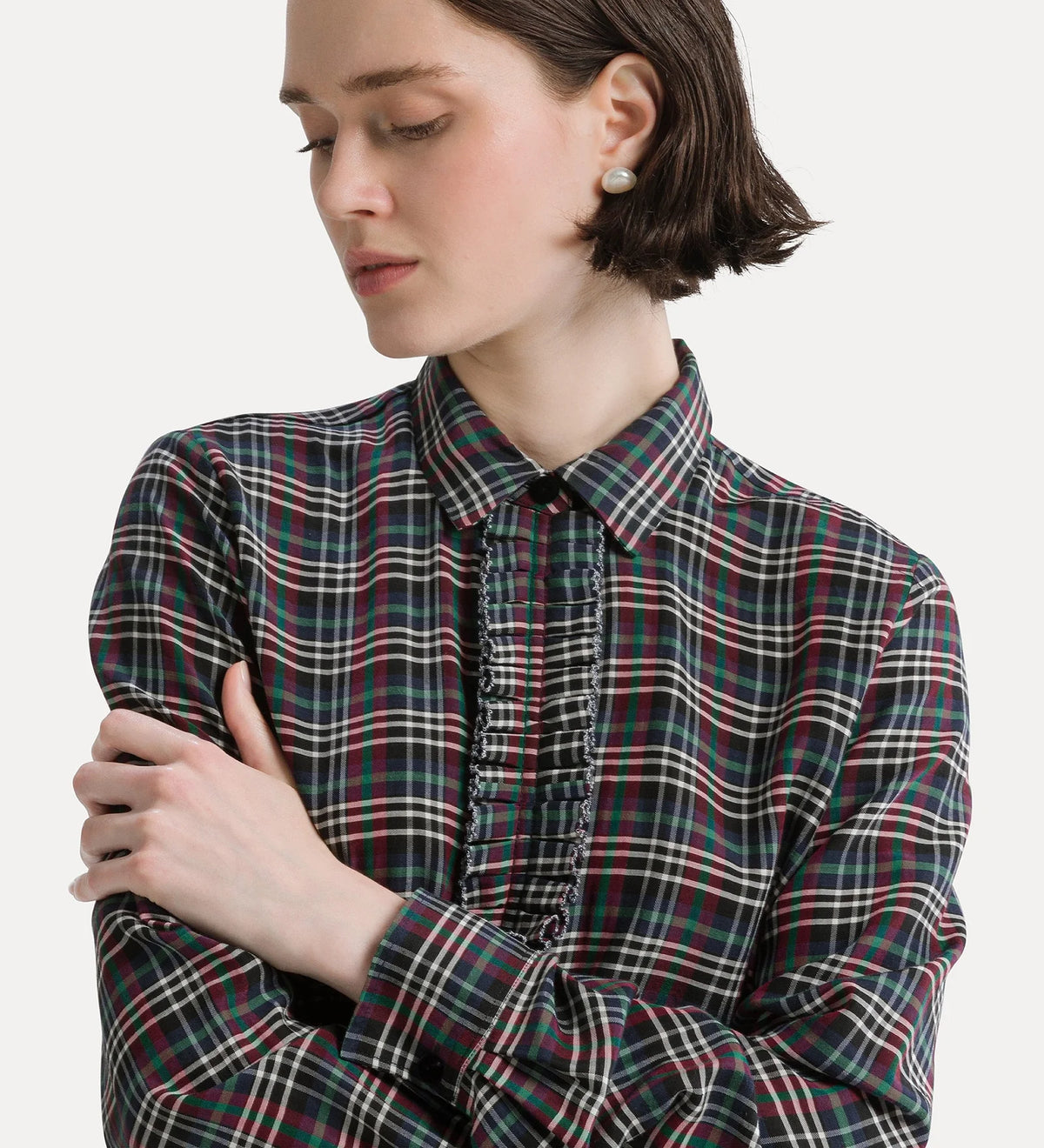 Chemise Forte Forte Tartan Light Voile Royal | Podiums Nancy