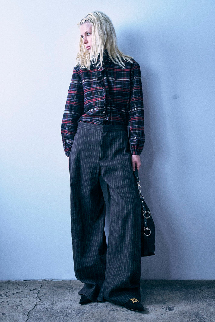 Chemise R13 Shrunken Ruffle Black Red Plaid | Podiums Nancy
