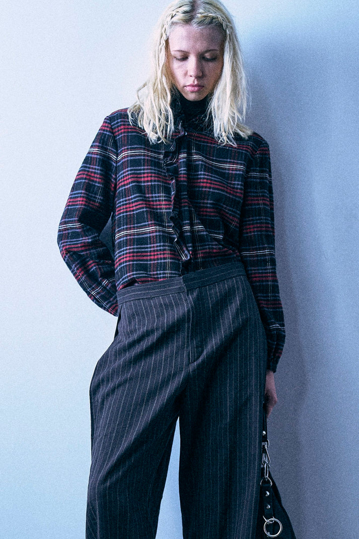Chemise R13 Shrunken Ruffle Black Red Plaid | Podiums Nancy
