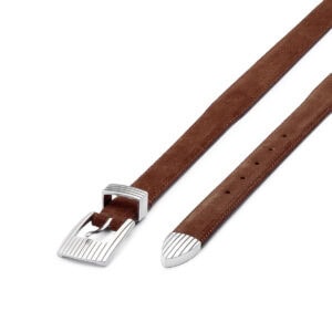 Silver Ostrich Rodeo brown suede silver belt 