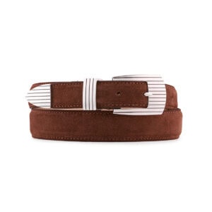 Silver Ostrich Rodeo brown suede silver belt 