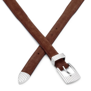 Silver Ostrich Rodeo brown suede silver belt 