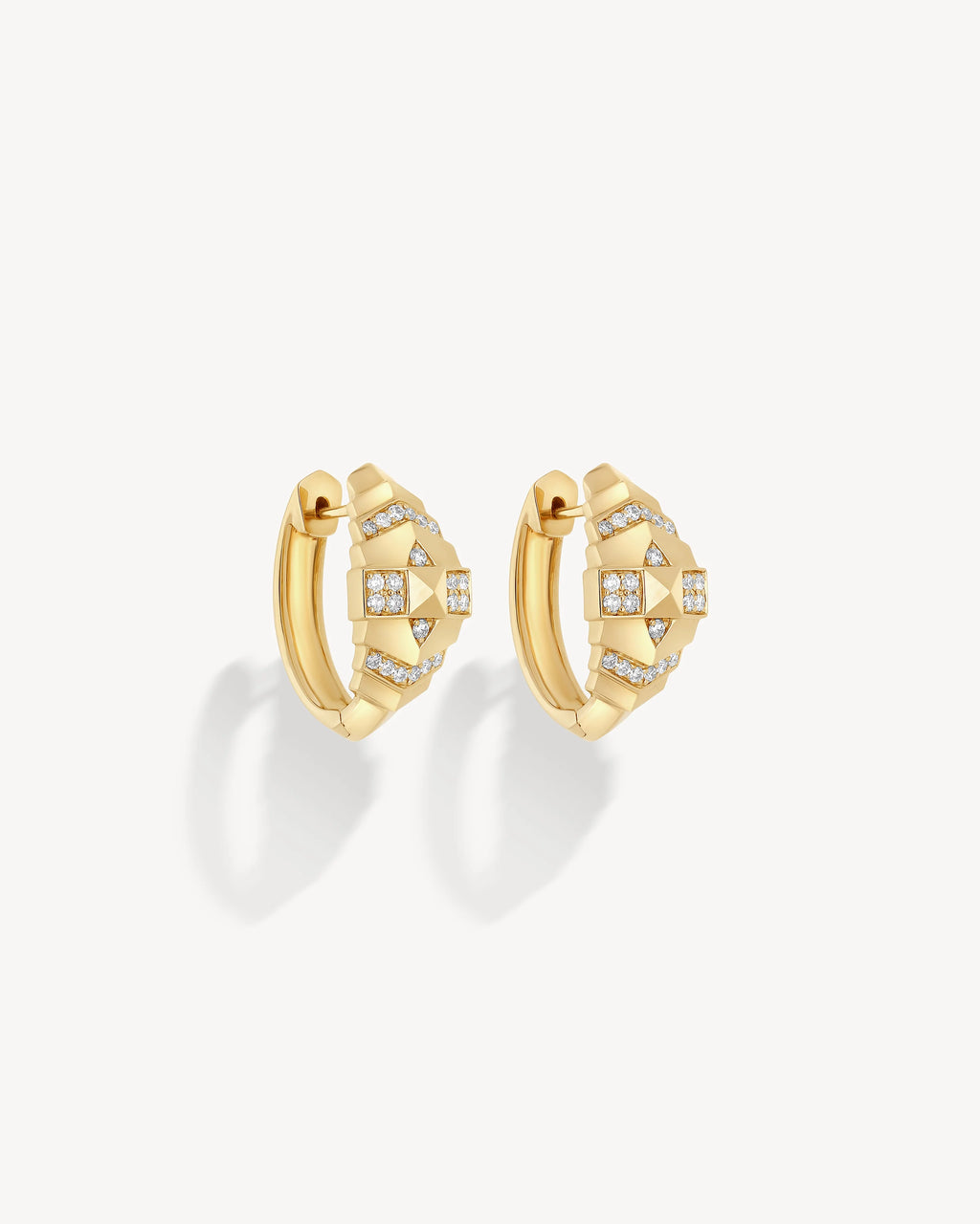 Créoles Statement Rockaway Mini Pyramide Or Jaune & Diamants