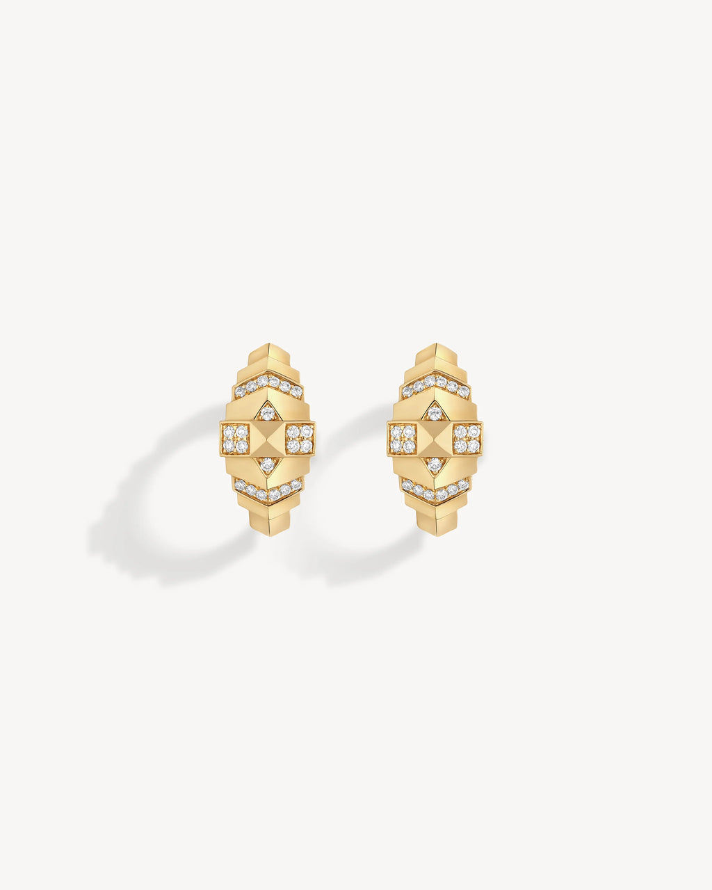 Créoles Statement Rockaway Mini Pyramide Or Jaune & Diamants