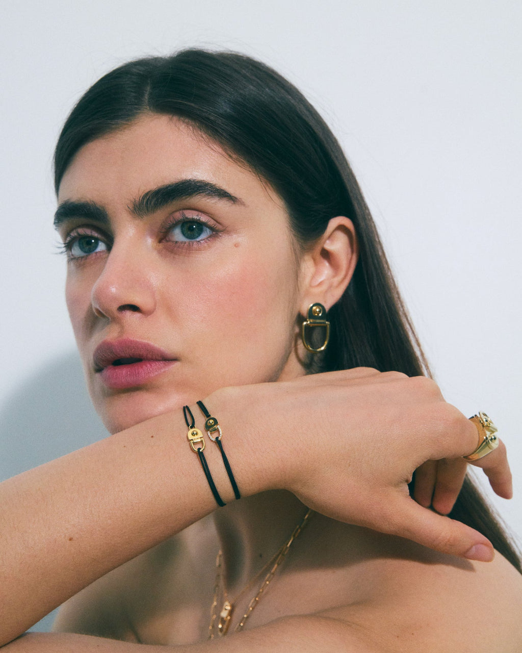 Bracelet Cordon Statement Rivet Diamants