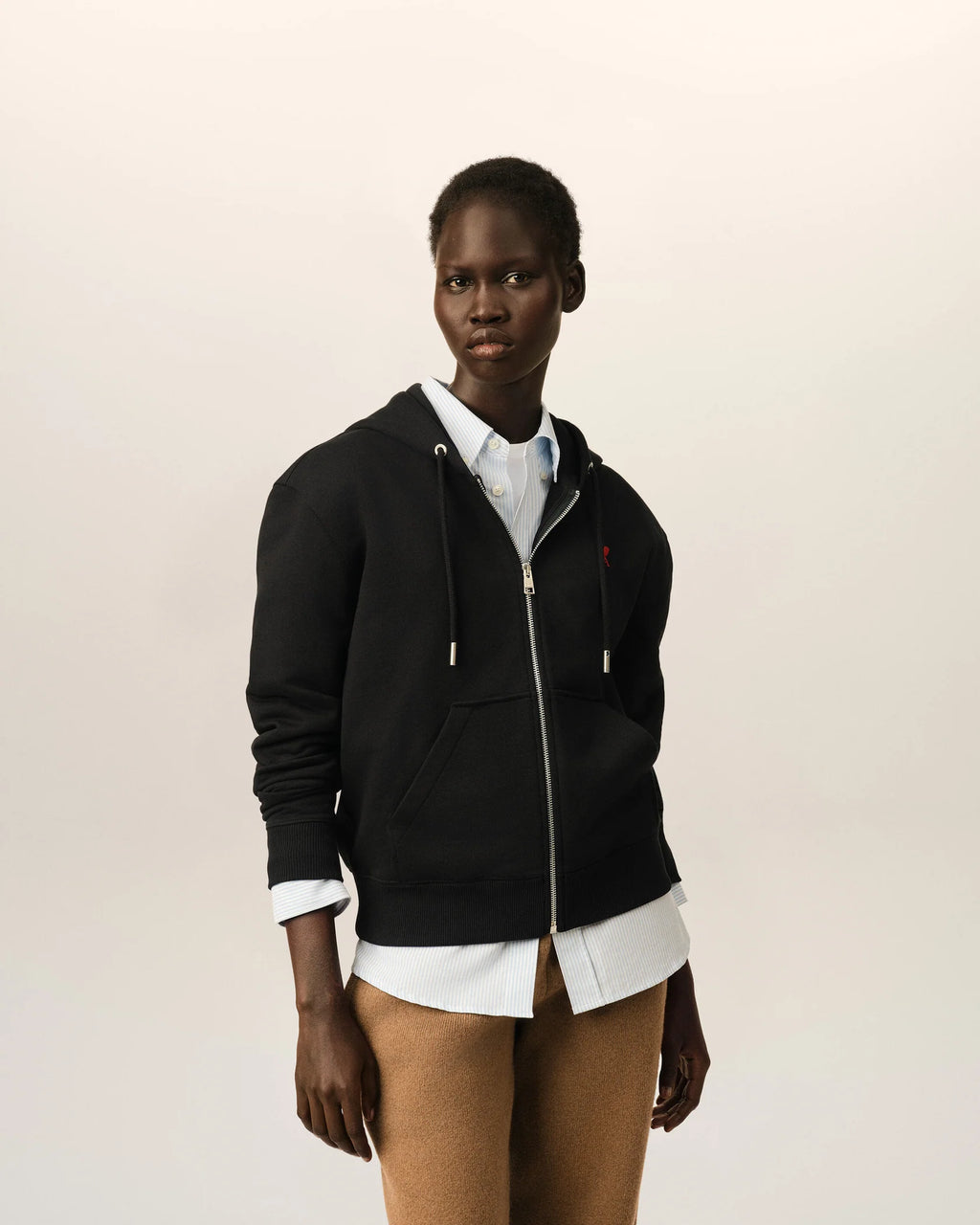 Hoodie Ami Paris ADC Zip Noir/Rouge | Podiums Nancy