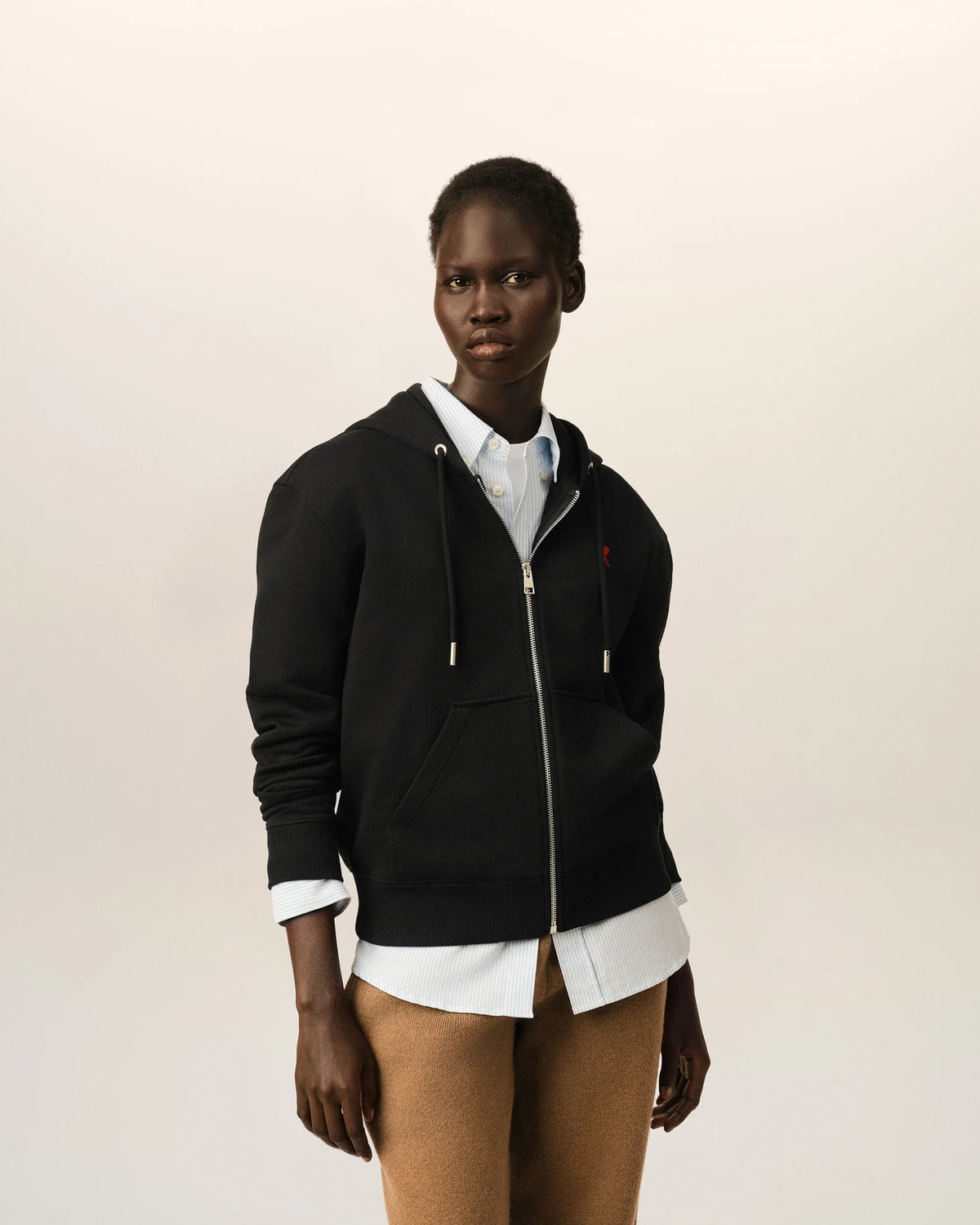 Hoodie Ami Paris ADC Zip Noir/Rouge | Podiums Nancy