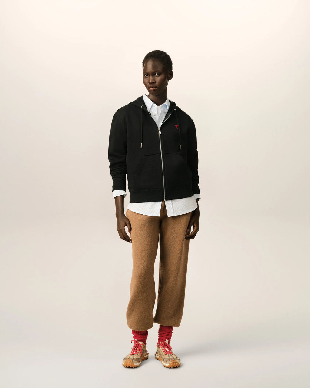 Hoodie Ami Paris ADC Zip Noir/Rouge | Podiums Nancy