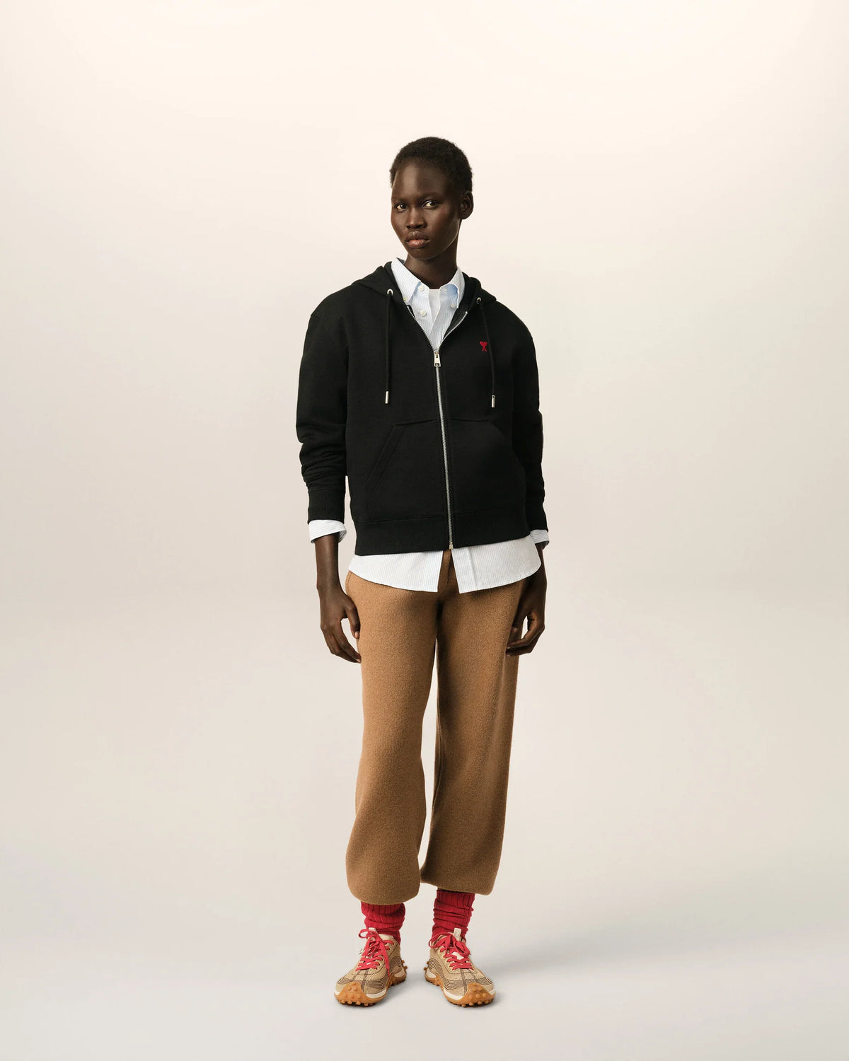 Hoodie Ami Paris ADC Zip Noir/Rouge | Podiums Nancy