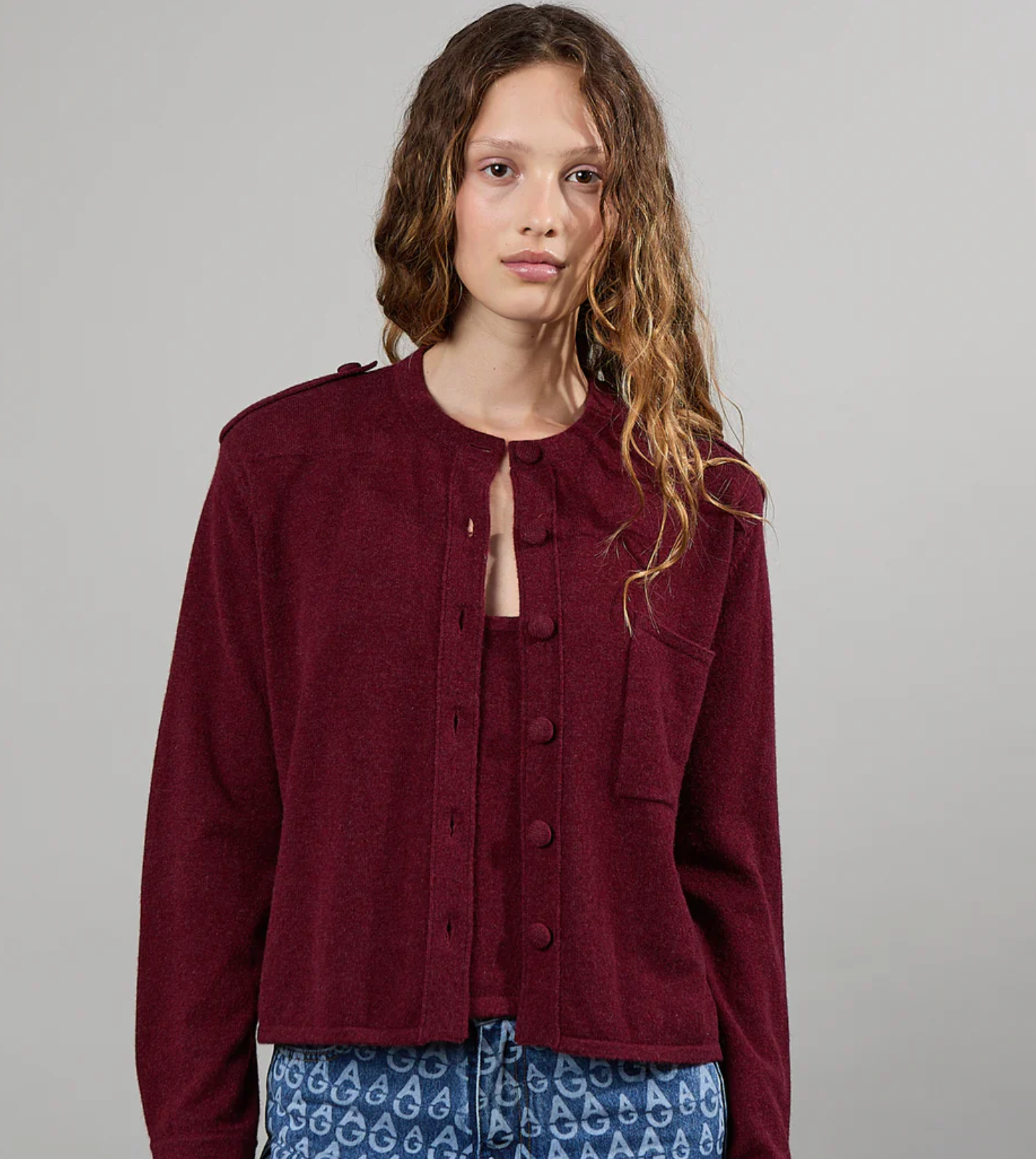 Cardigan Alexandra Golovanoff Lubna Cachemire Bourgogne - PODIUMS NANCY
