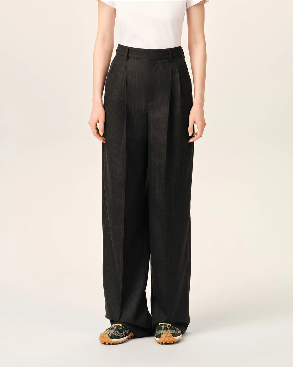 Pantalon Ami Paris Coupe Waist Wide Gris/Marron | Podiums Nancy