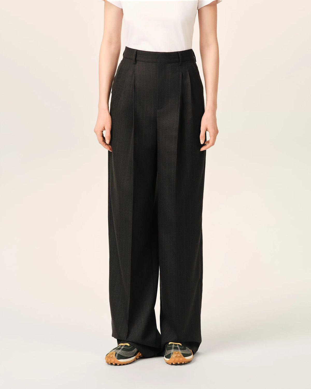 Pantalon Ami Paris Coupe Waist Wide Gris/Marron | Podiums Nancy