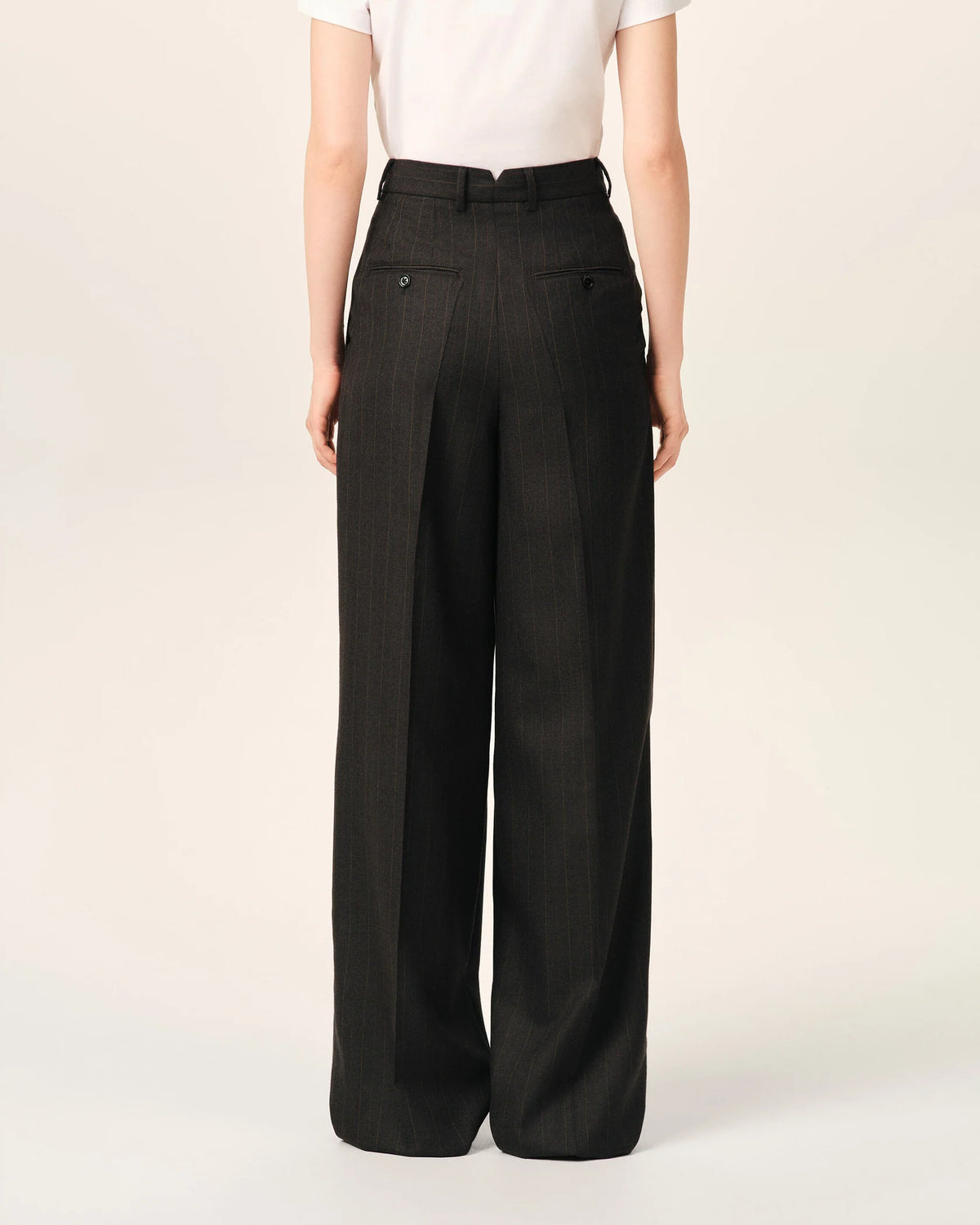 Pantalon Ami Paris Coupe Waist Wide Gris/Marron | Podiums Nancy