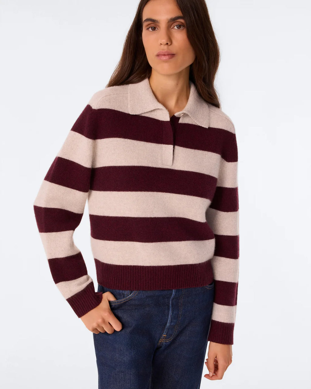 Polo Royce Stripe Bordeaux Avoine | Podiums Nancy