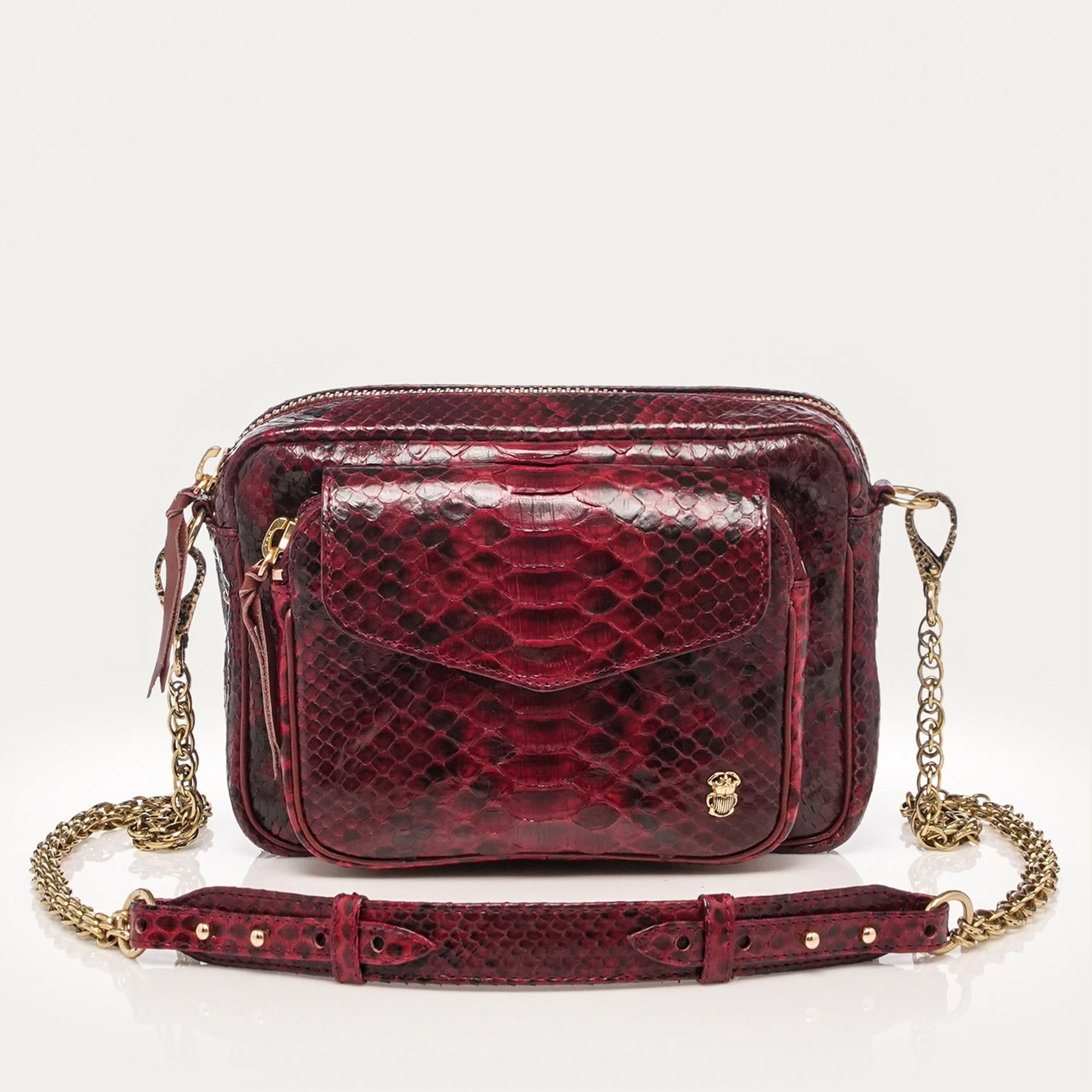 Sac Claris Virot Big Charly Python Burgundy | Podiums Nancy1