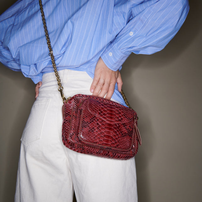 Sac Claris Virot Charly Python Burgundy | Podiums Nancy
