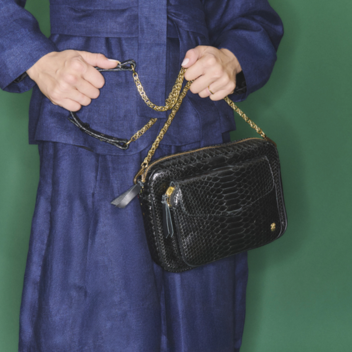 Sac Claris Virot Charly Python Noir | Podiums Nancy