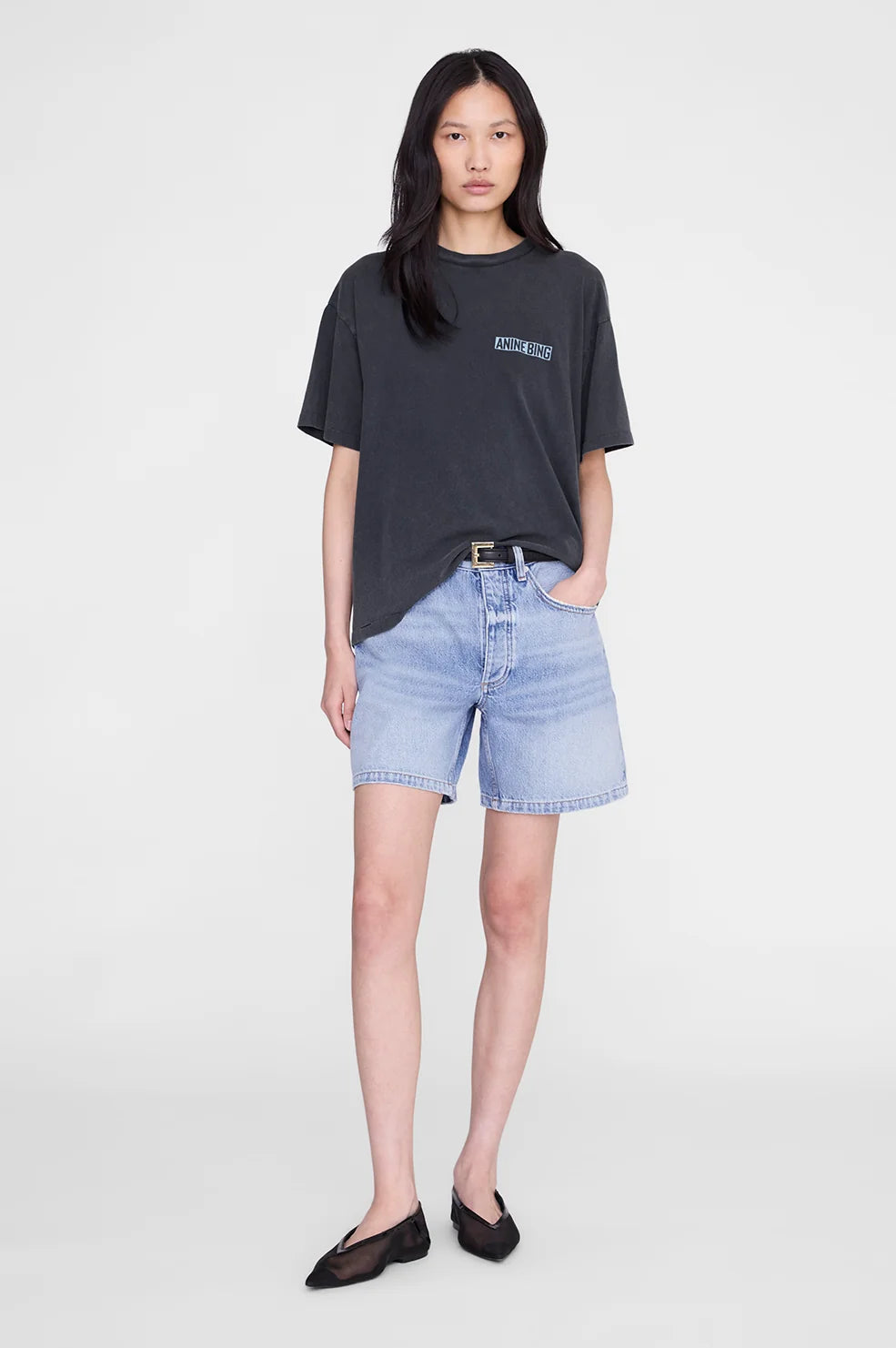 T-Shirt Anine Bing Cade Palm Washed Black | Podiums Nancy