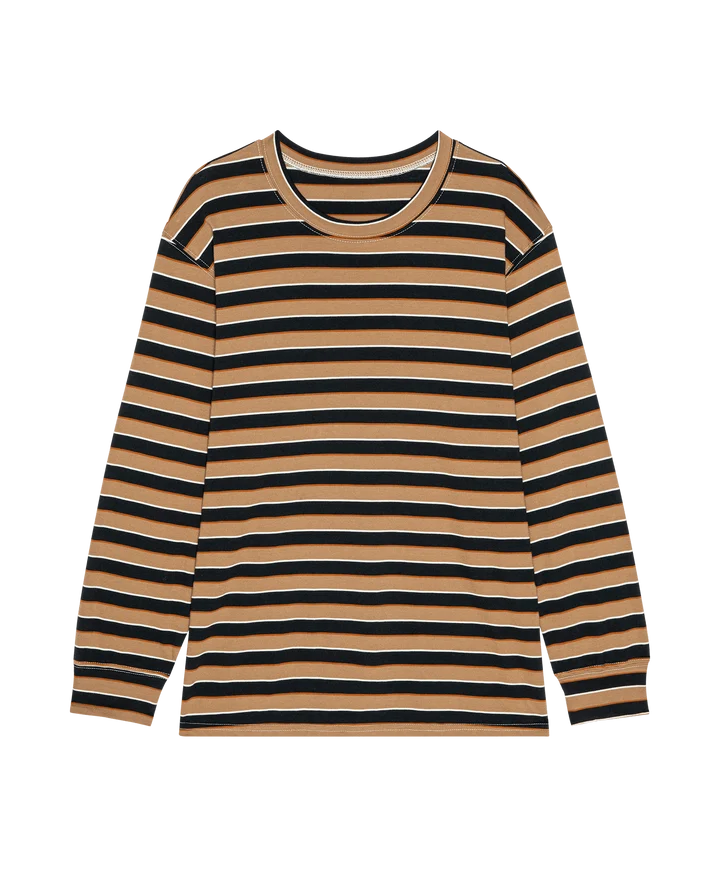 T-shirt TheGreat. Relaxed Crew Cigar Stripe |Podiums Nancy