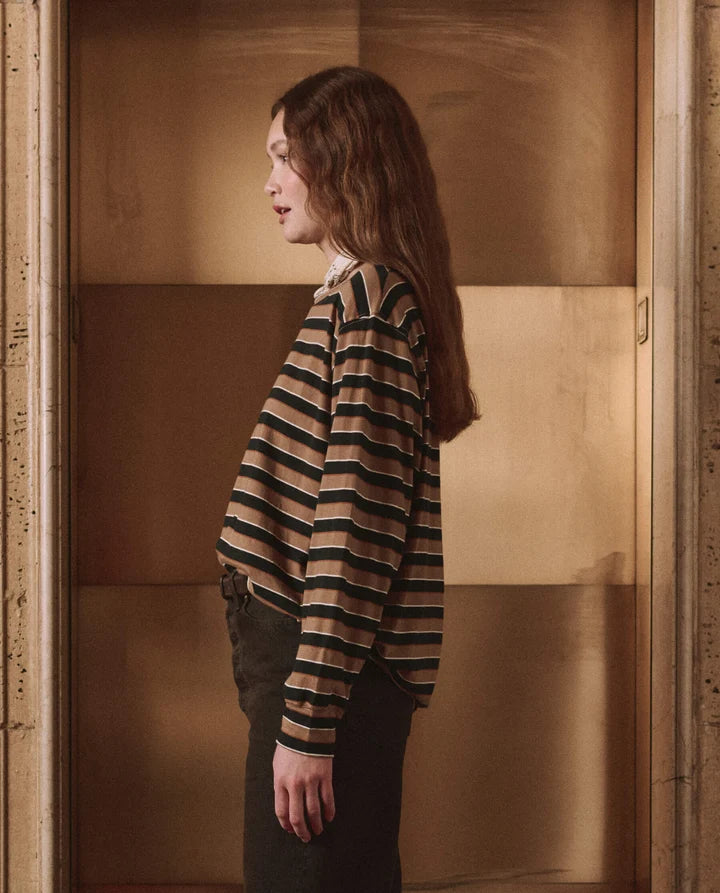 T-shirt TheGreat. Relaxed Crew Cigar Stripe |Podiums Nancy