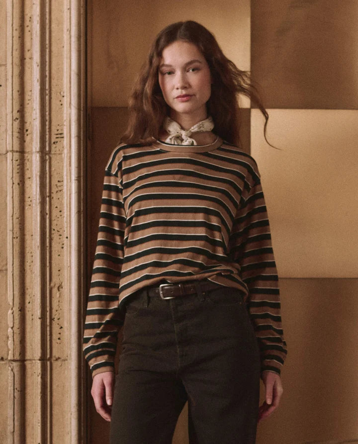 T-shirt TheGreat. Relaxed Crew Cigar Stripe |Podiums Nancy