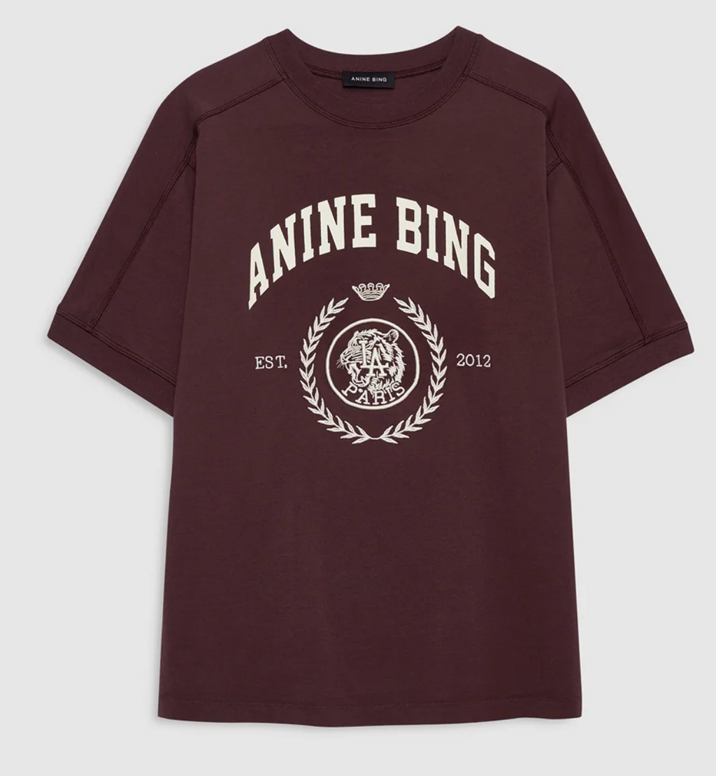 Tee-Shirt Anine Bing Jaylin Collegiate Burgundy | Podiums Nancy