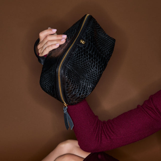 Trousse Claris Virot Charlotte Python Noir | Podiums Nancy