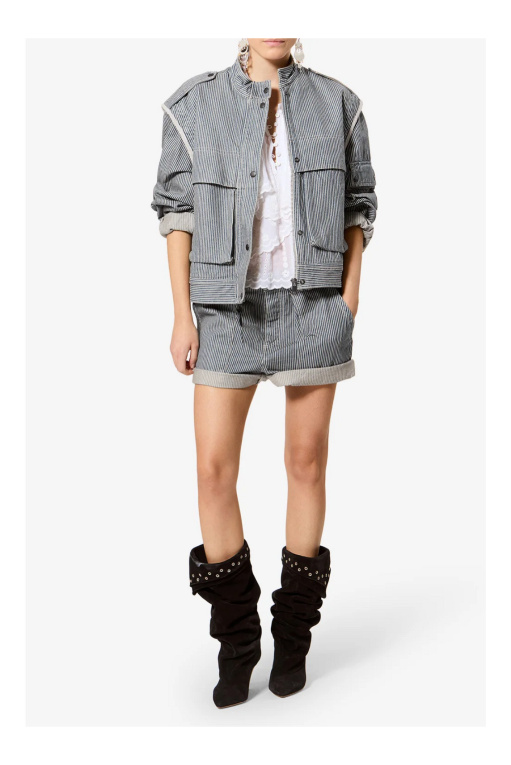 Veste Marant Etoile Edany Bleu/Blanc | Podiums Nancy