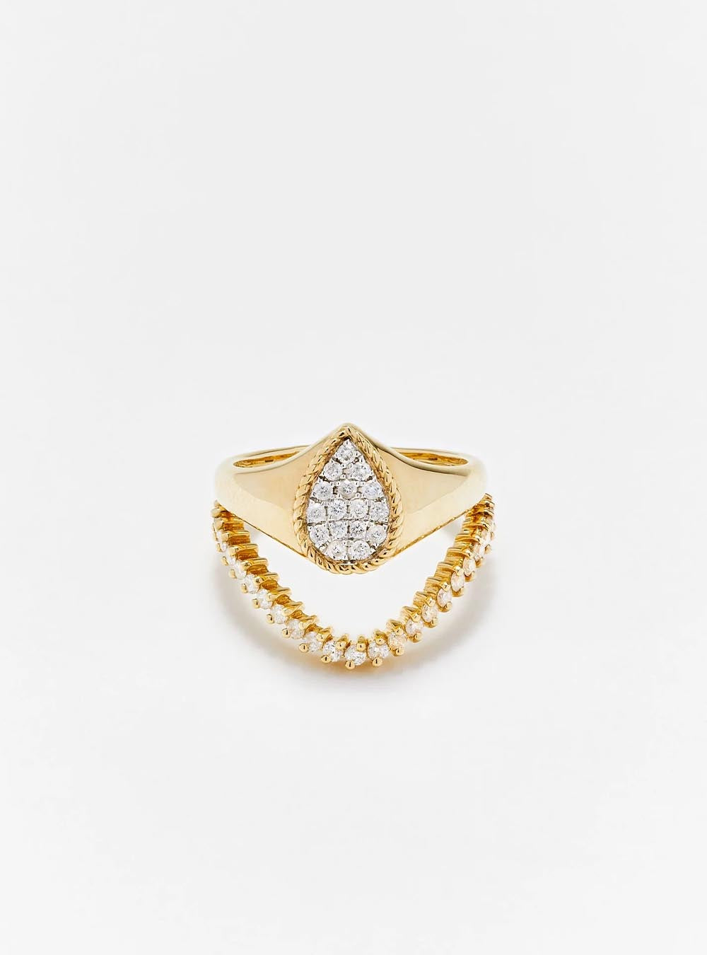 Bague Mini Set Yvonne Léon Vague & Baby Chevalière Poire