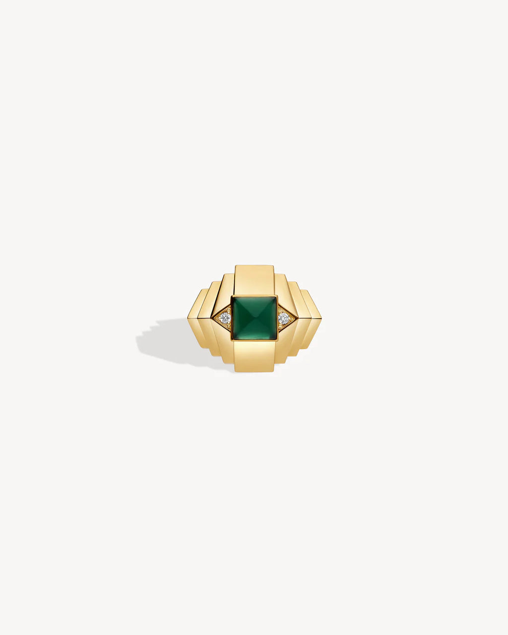 Bague Statement Mini Rockaway Pyramide Or Jaune/Agate Verte | Podiums Nancy