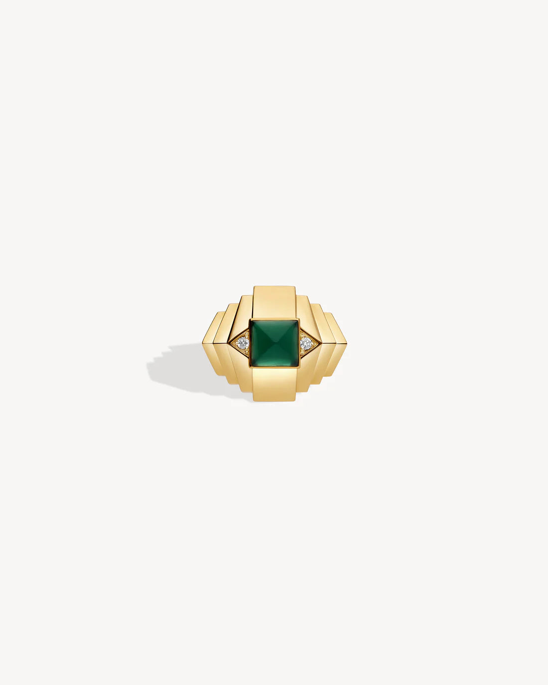 Bague Statement Mini Rockaway Pyramide Or Jaune/Agate Verte | Podiums Nancy
