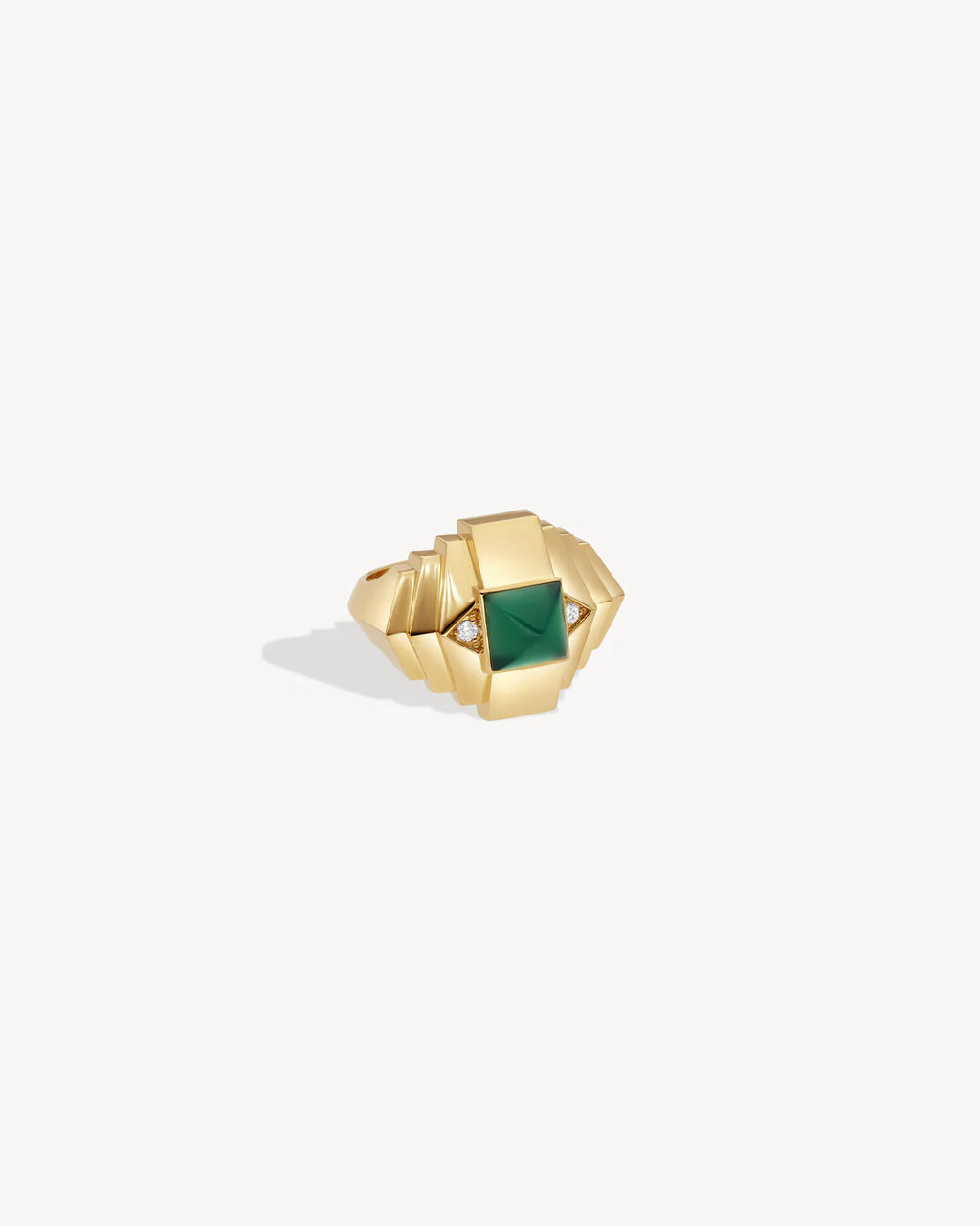 Bague Statement Mini Rockaway Pyramide Or Jaune/Agate Verte | Podiums Nancy