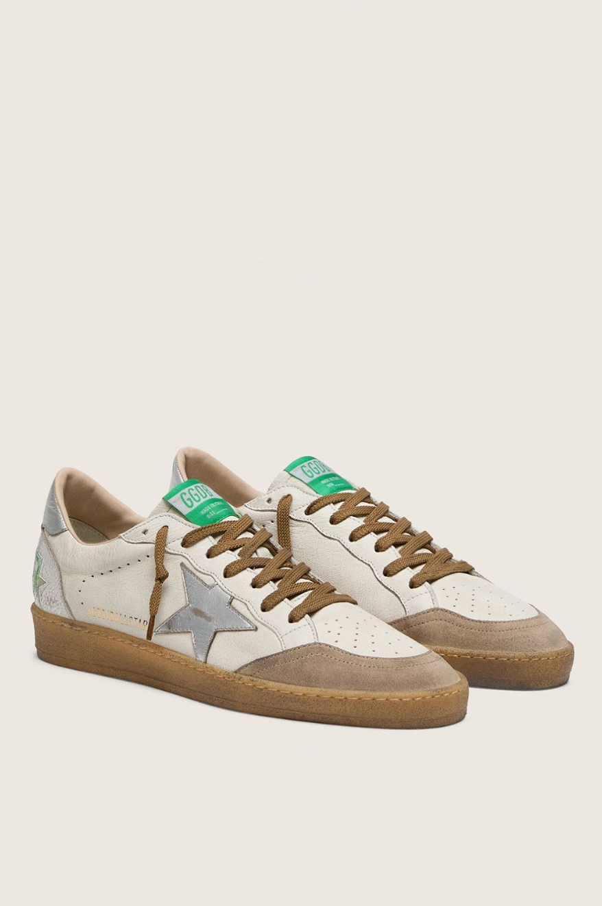 Sneakers Golden Goose Ballstar Nappa White Beige Silver