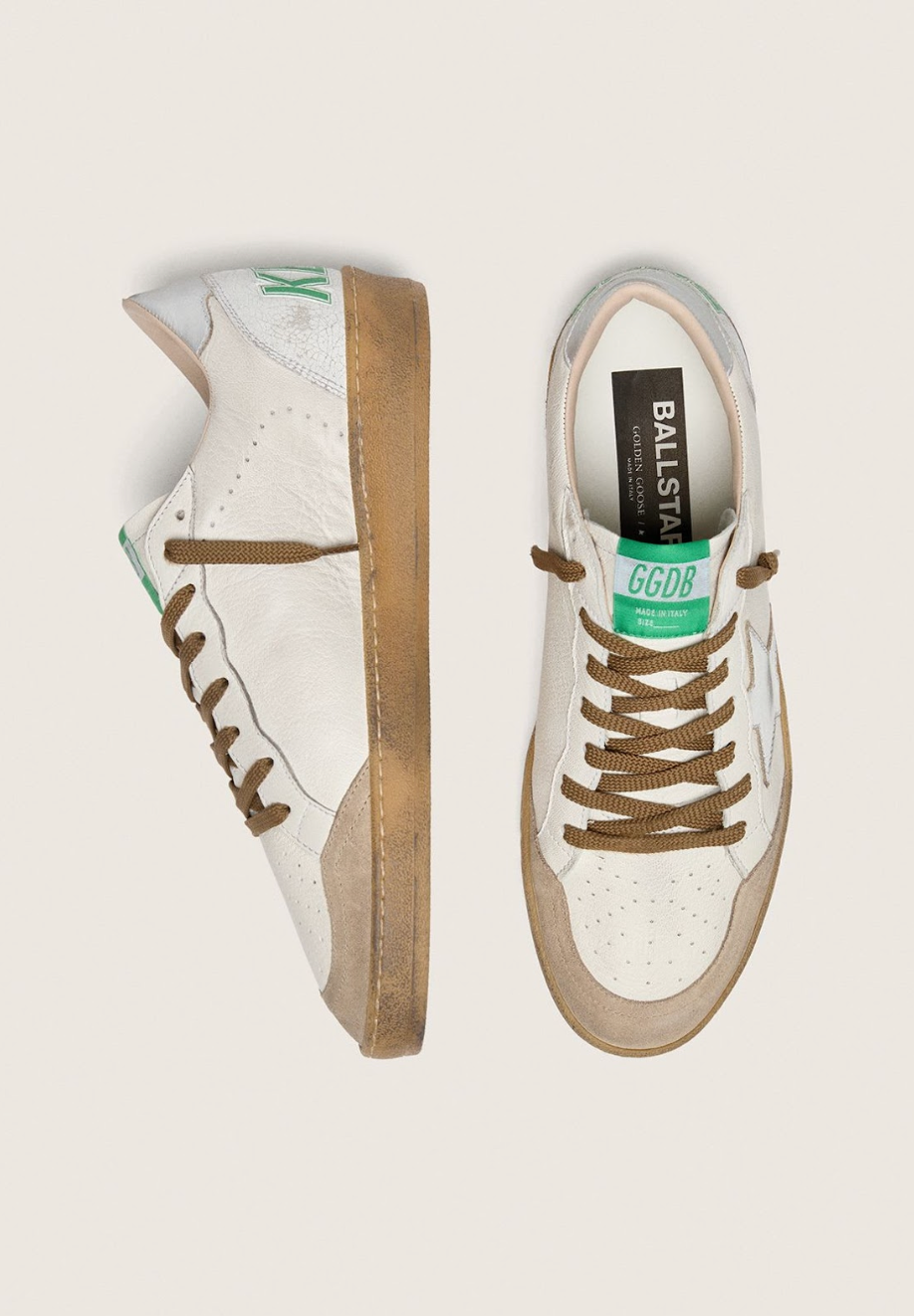 Sneakers Golden Goose Ballstar Nappa White Beige Silver