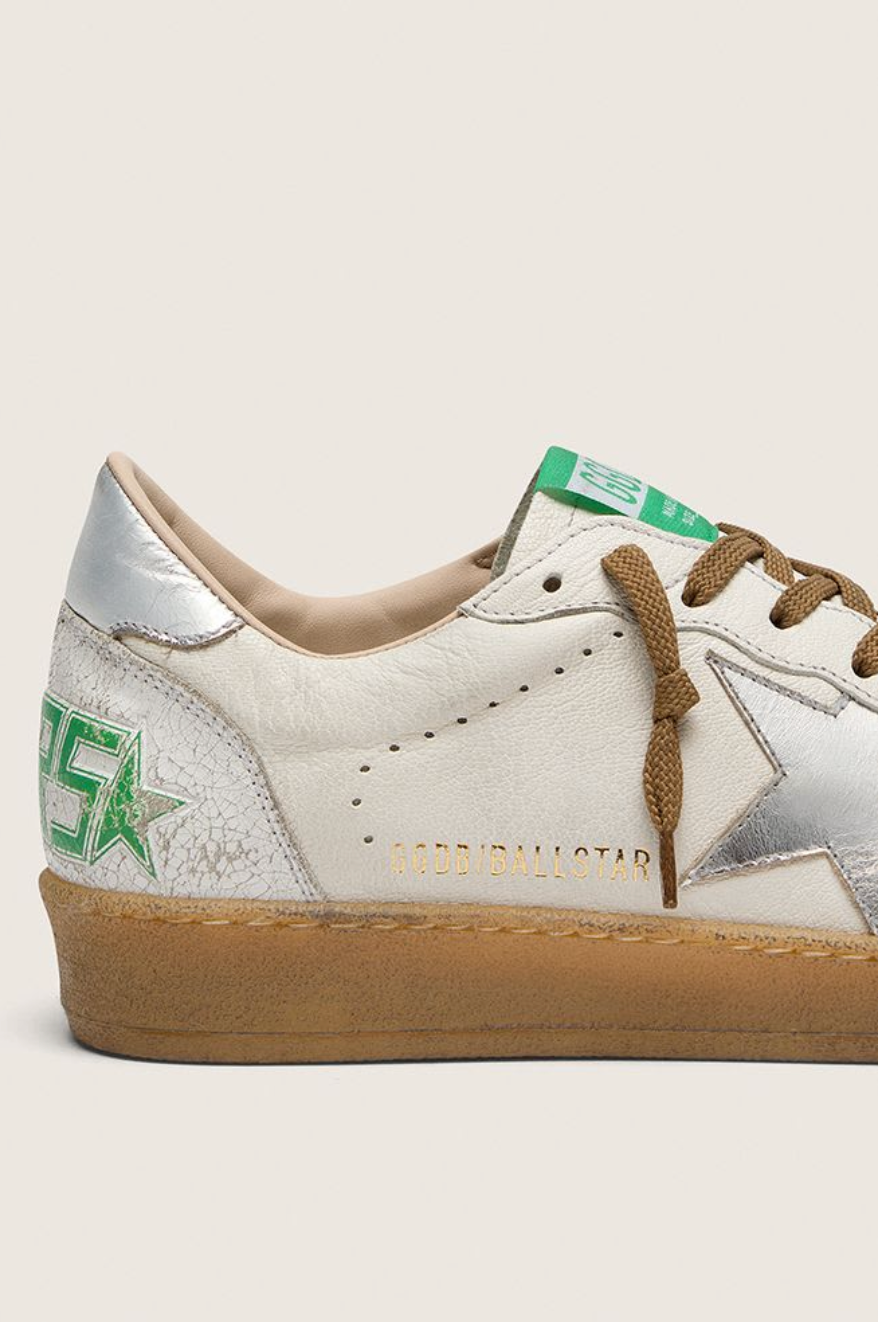 Sneakers Golden Goose Ballstar Nappa White Beige Silver