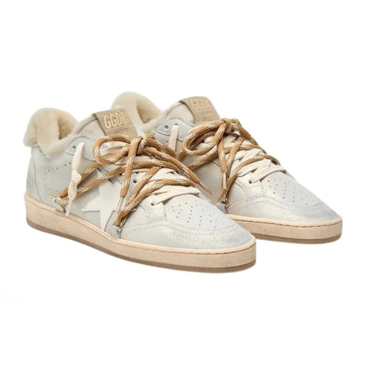 Sneakers Golden Goose Ballstar Shimmer Suède Platinum - PODIUMS NANCY