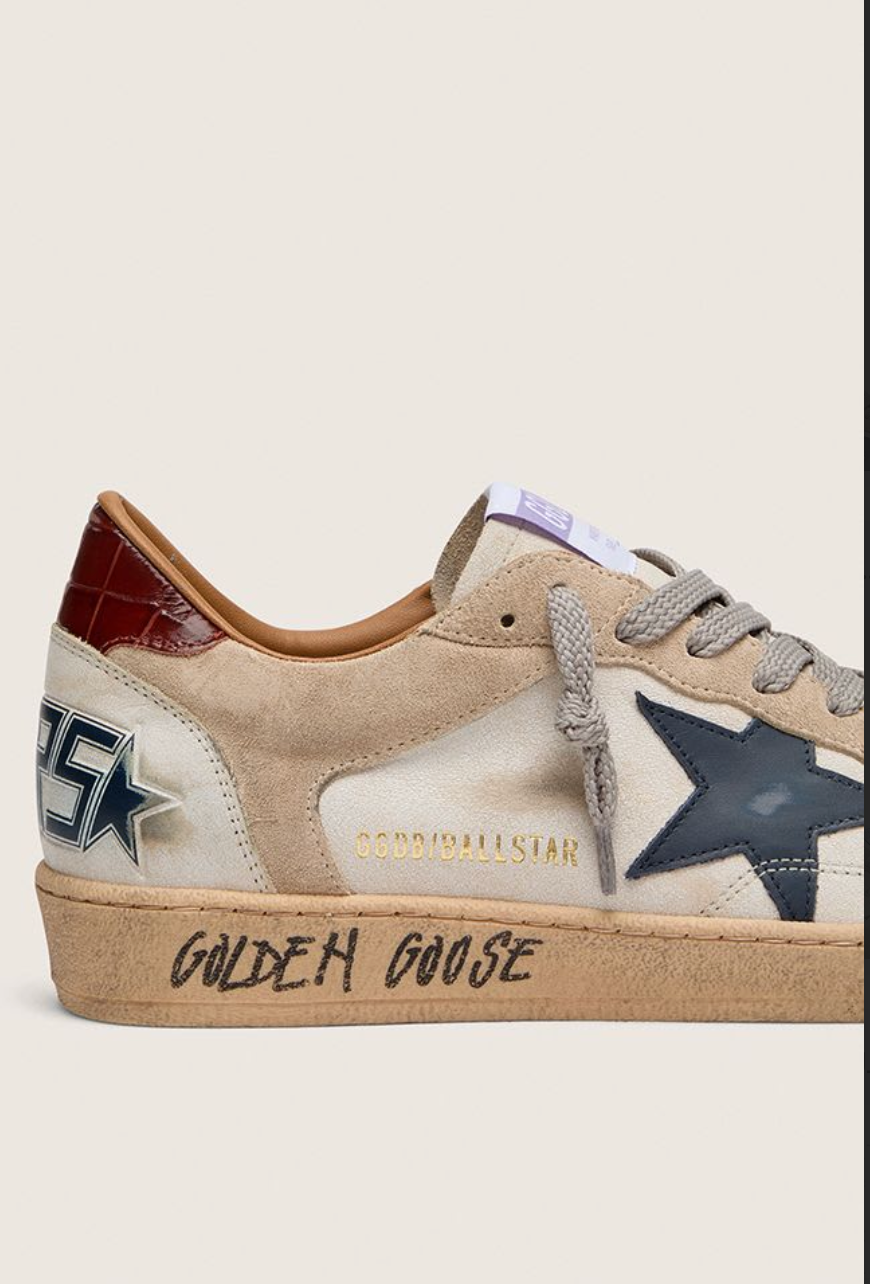 Sneakers Golden Goose Ballstar White Beige Ink Blue