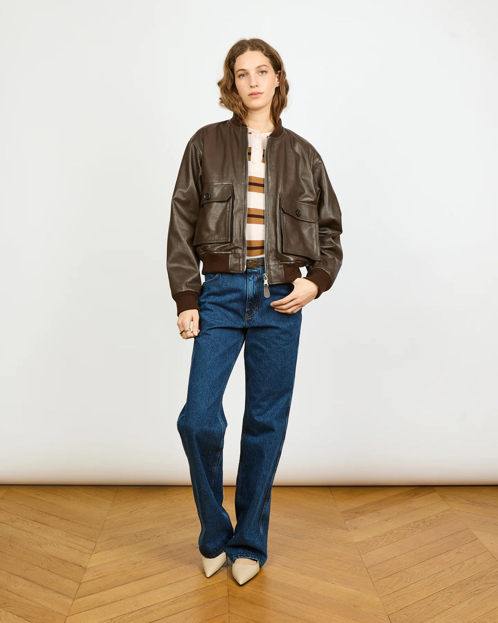 Veste Cuir Alexandra Golovanoff Marlon Chocolat - PODIUMS NANCY