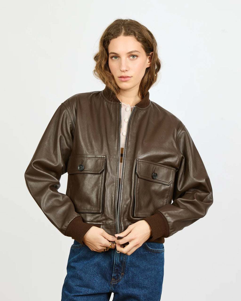 Veste Cuir Alexandra Golovanoff Marlon Chocolat - PODIUMS NANCY