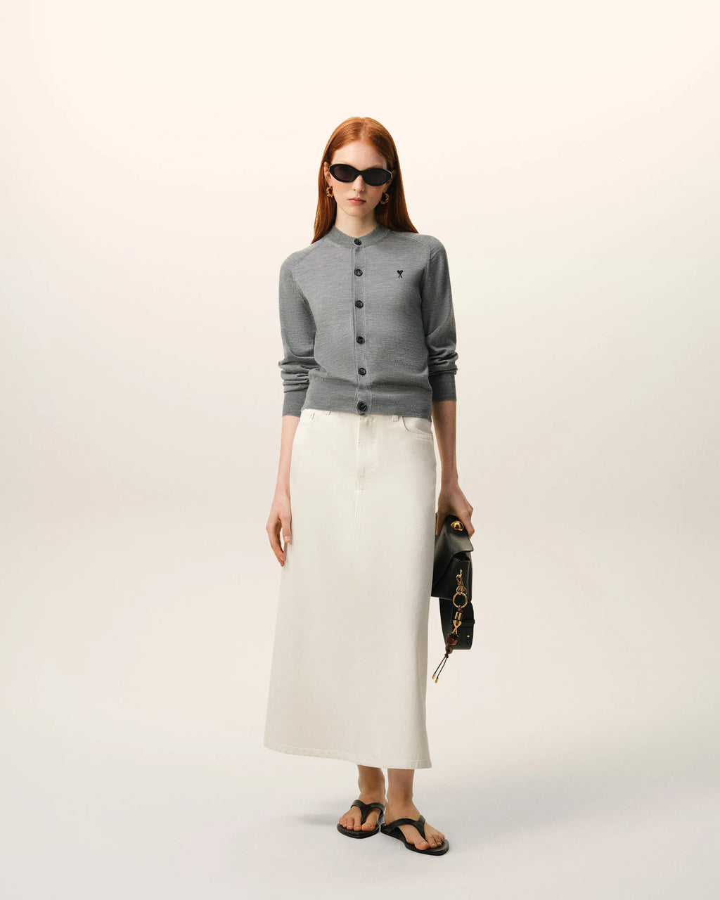 Cardigan Ami Paris Crewneck Gris Chiné/Noir | Podiums Nancy