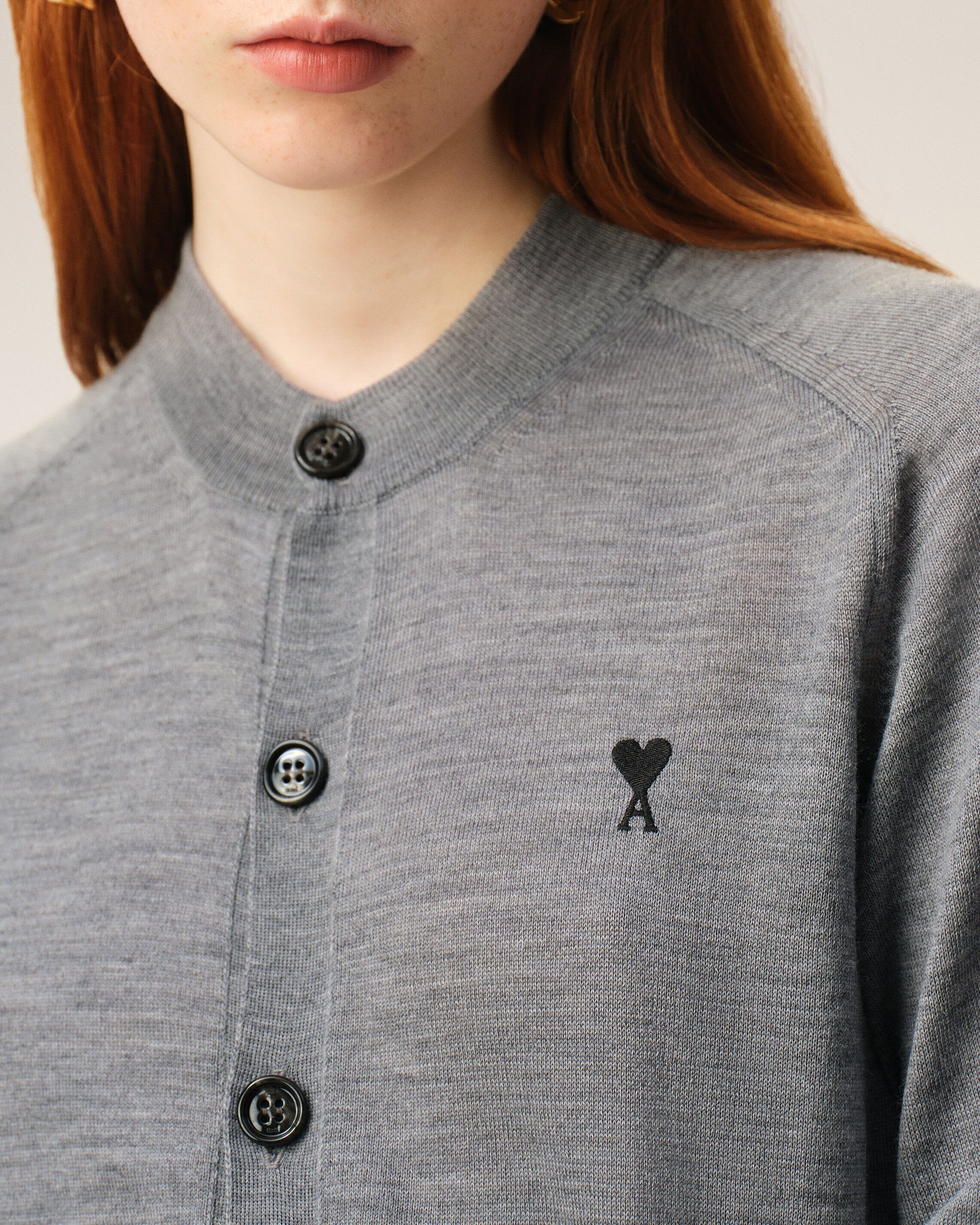 Cardigan Ami Paris Crewneck Gris Chiné/Noir | Podiums Nancy