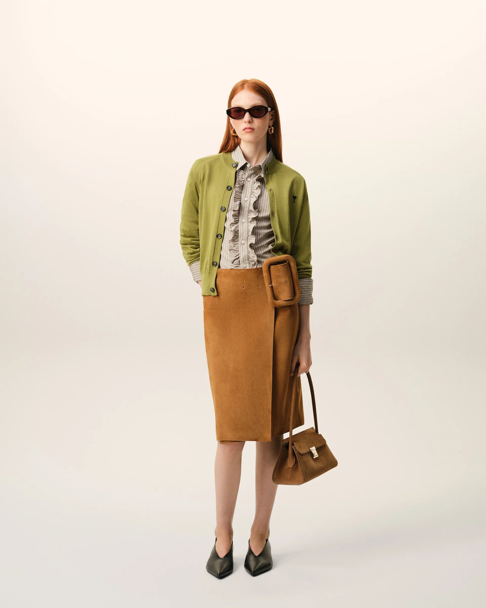 Cardigan Ami Paris Crewneck Gris Matcha/Noir | Podiums Nancy