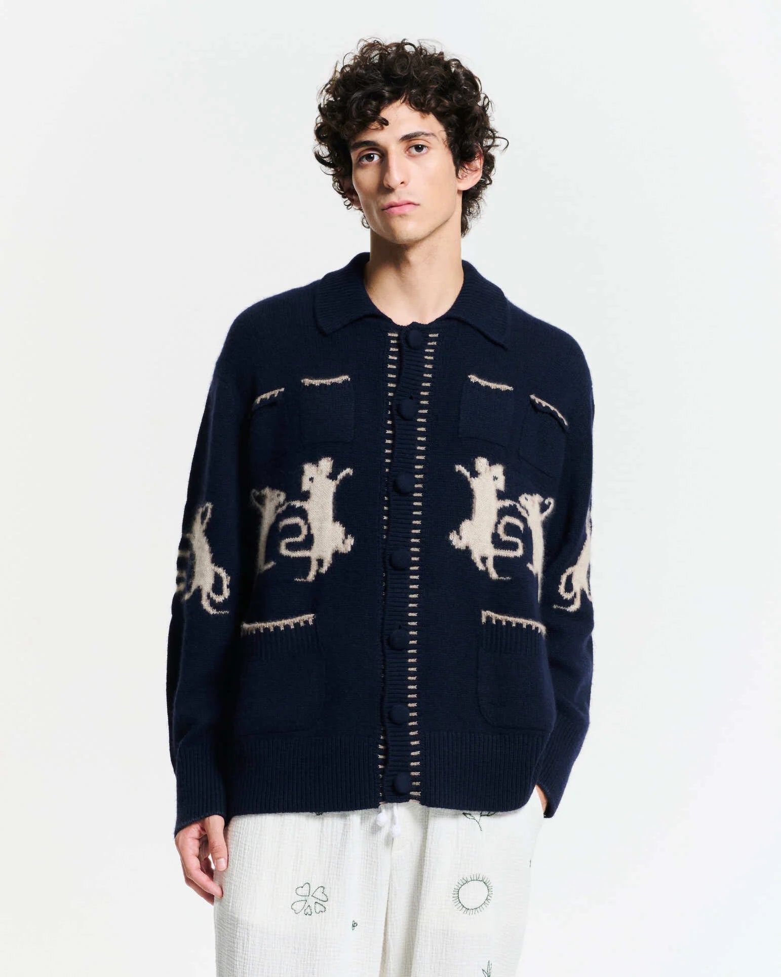 Cardigan Baziszt Mice Navy | Podiums Nancy