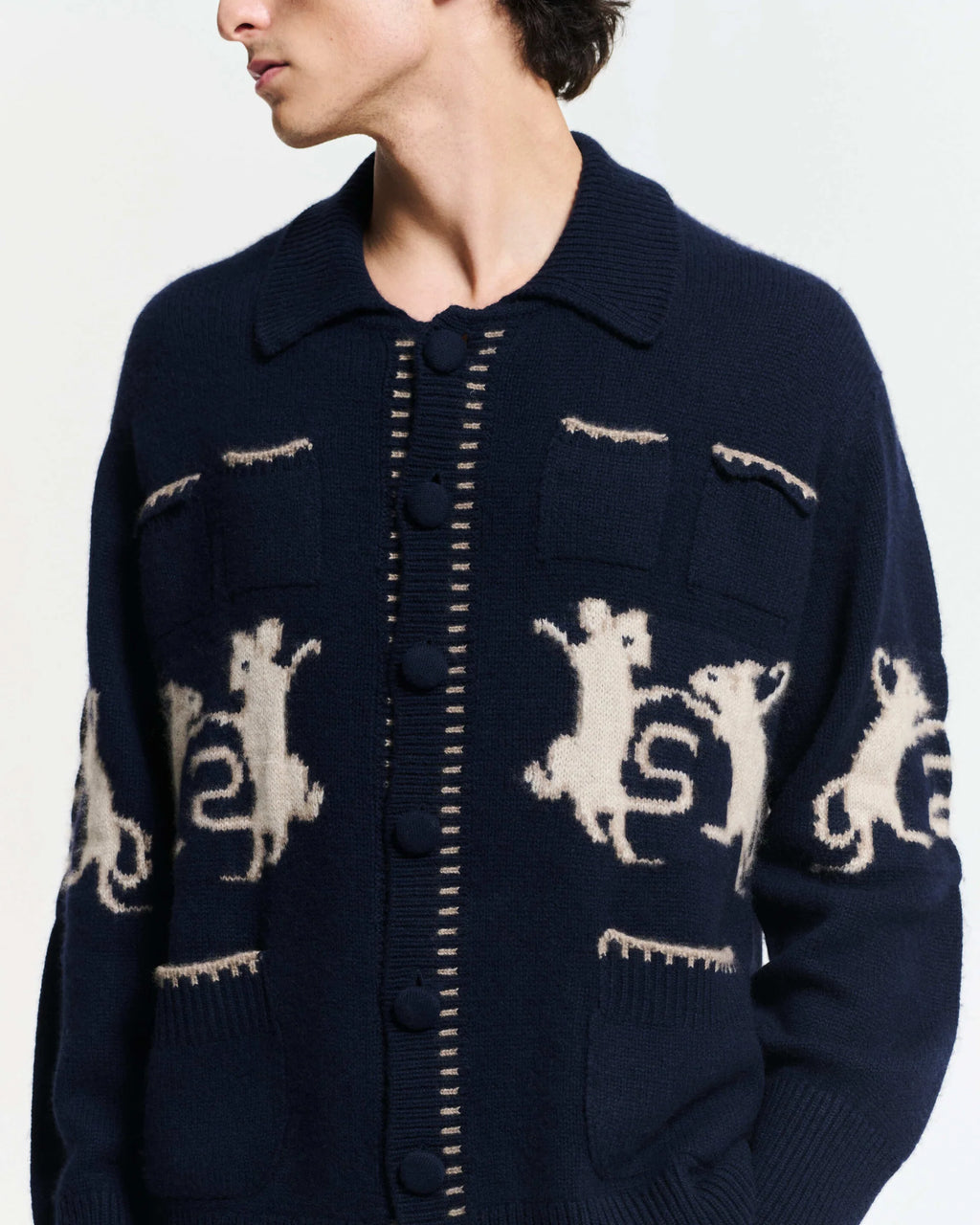 Cardigan Baziszt Mice Navy | Podiums Nancy