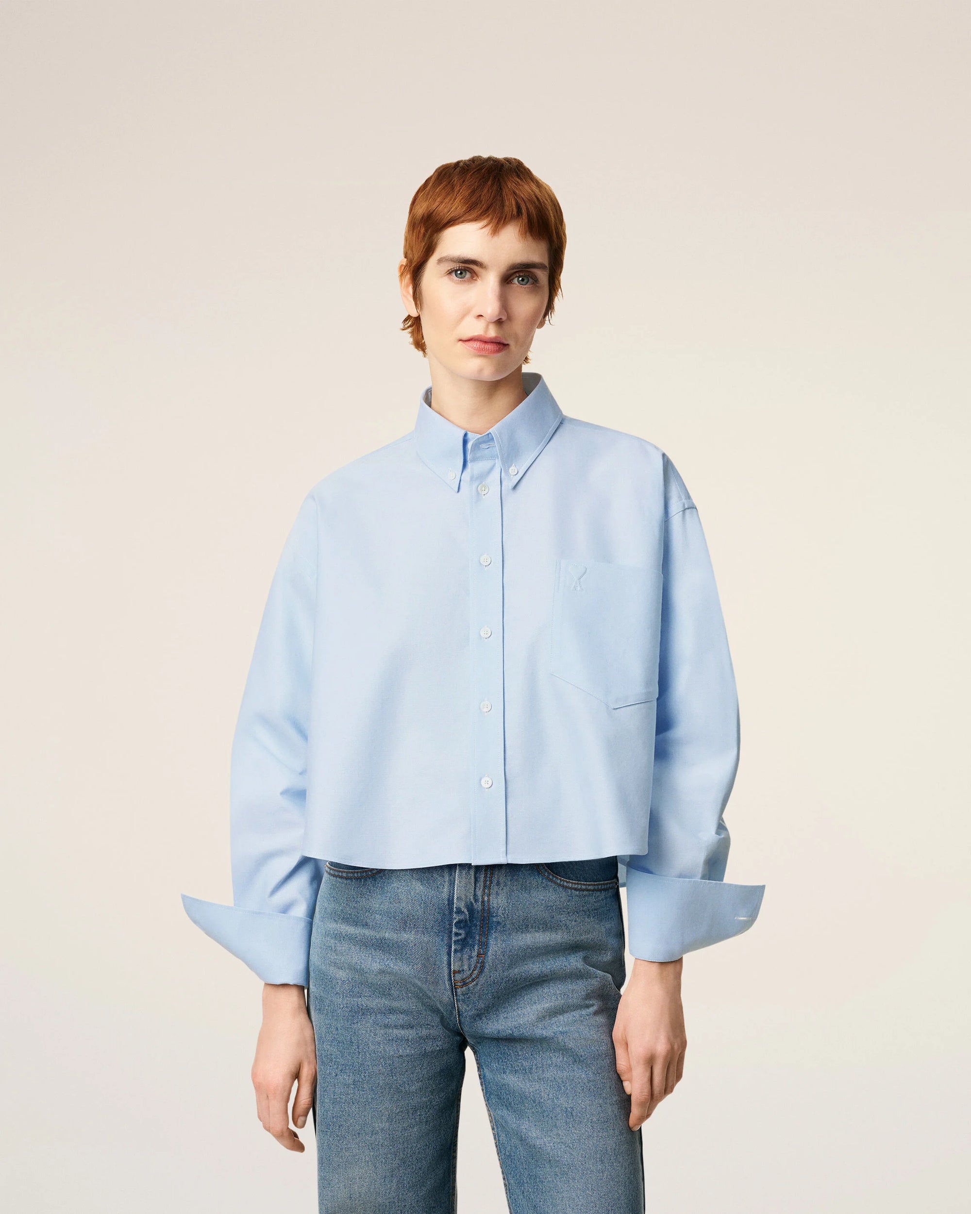 Chemise Ami Paris Crop ADC Bleu - PODIUMS NANCY