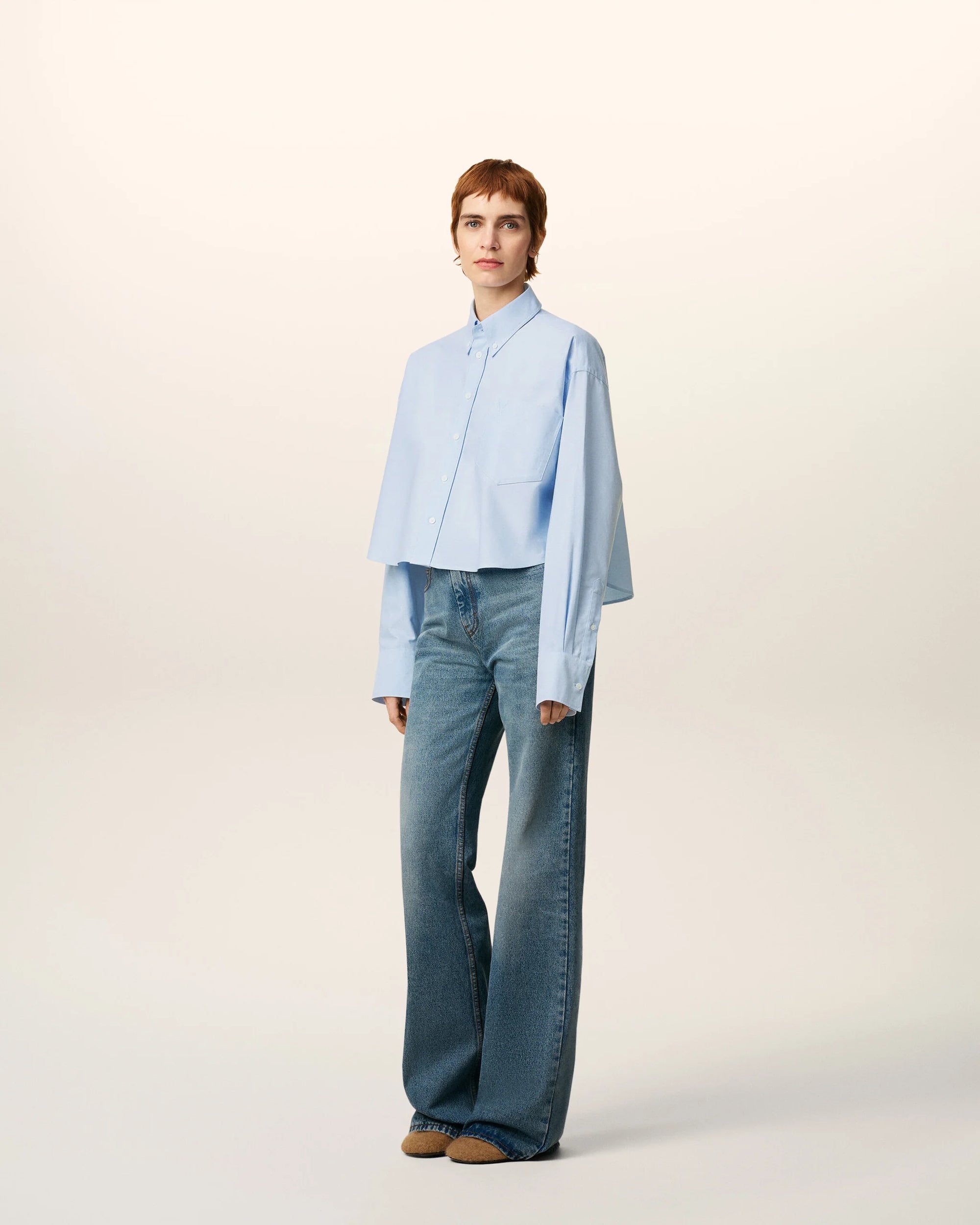 Chemise Ami Paris Crop ADC Bleu - PODIUMS NANCY