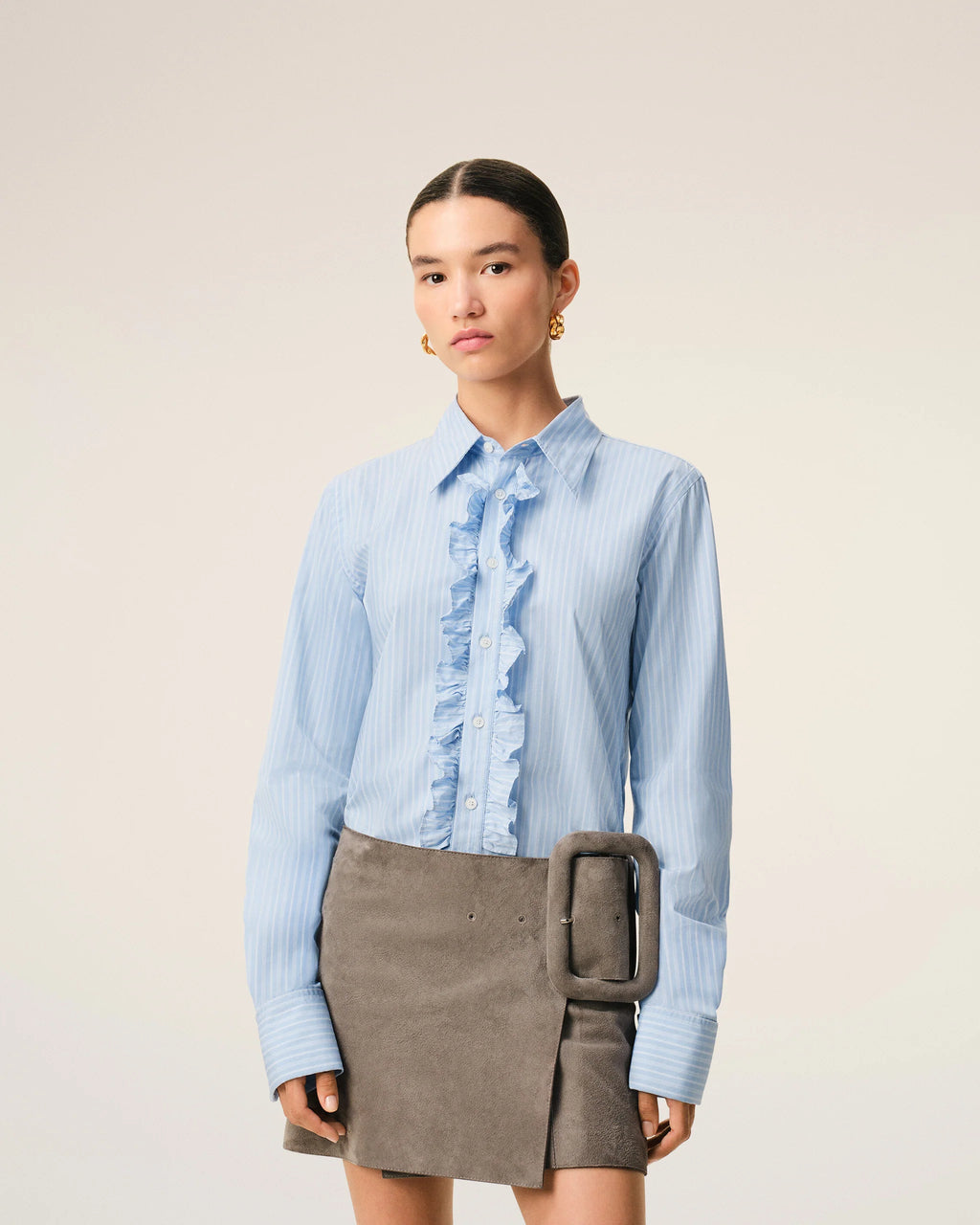 Chemise Ami Paris Jabot Bleu Rayé | Podiums Nancy